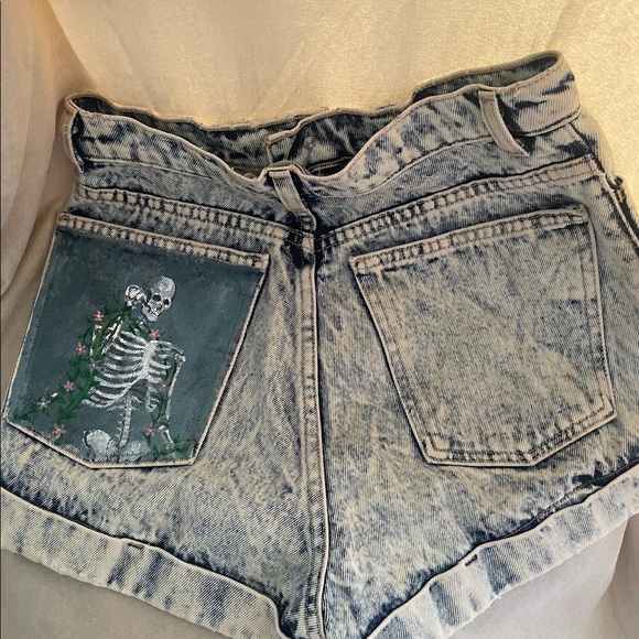 Hand Painted American Apparel Denim Shorts - Picture 3 of 3